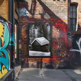 Snow-Covered Cabin in Winter National Park Poster