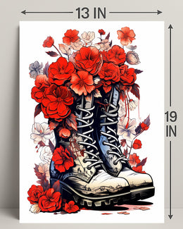 Floral Boots A Fusion Of Nature And Poster