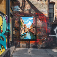 Venice Canal Scene Vibrant Modern Art Poster