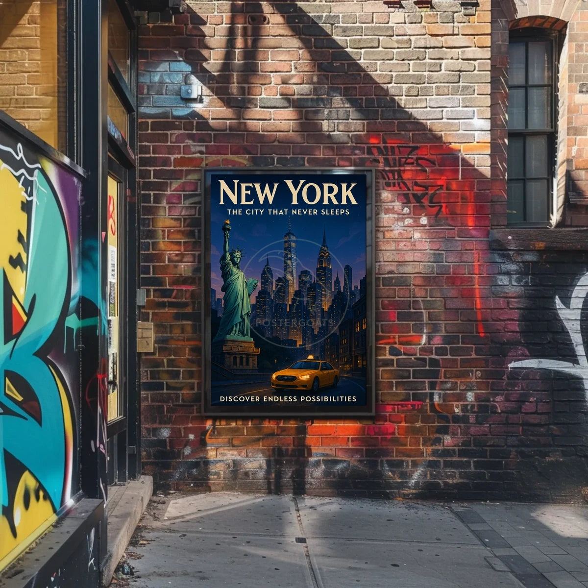 New York City Skyline with Statue of Liberty Urban Poster