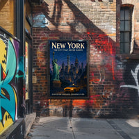New York City Skyline with Statue of Liberty Urban Poster