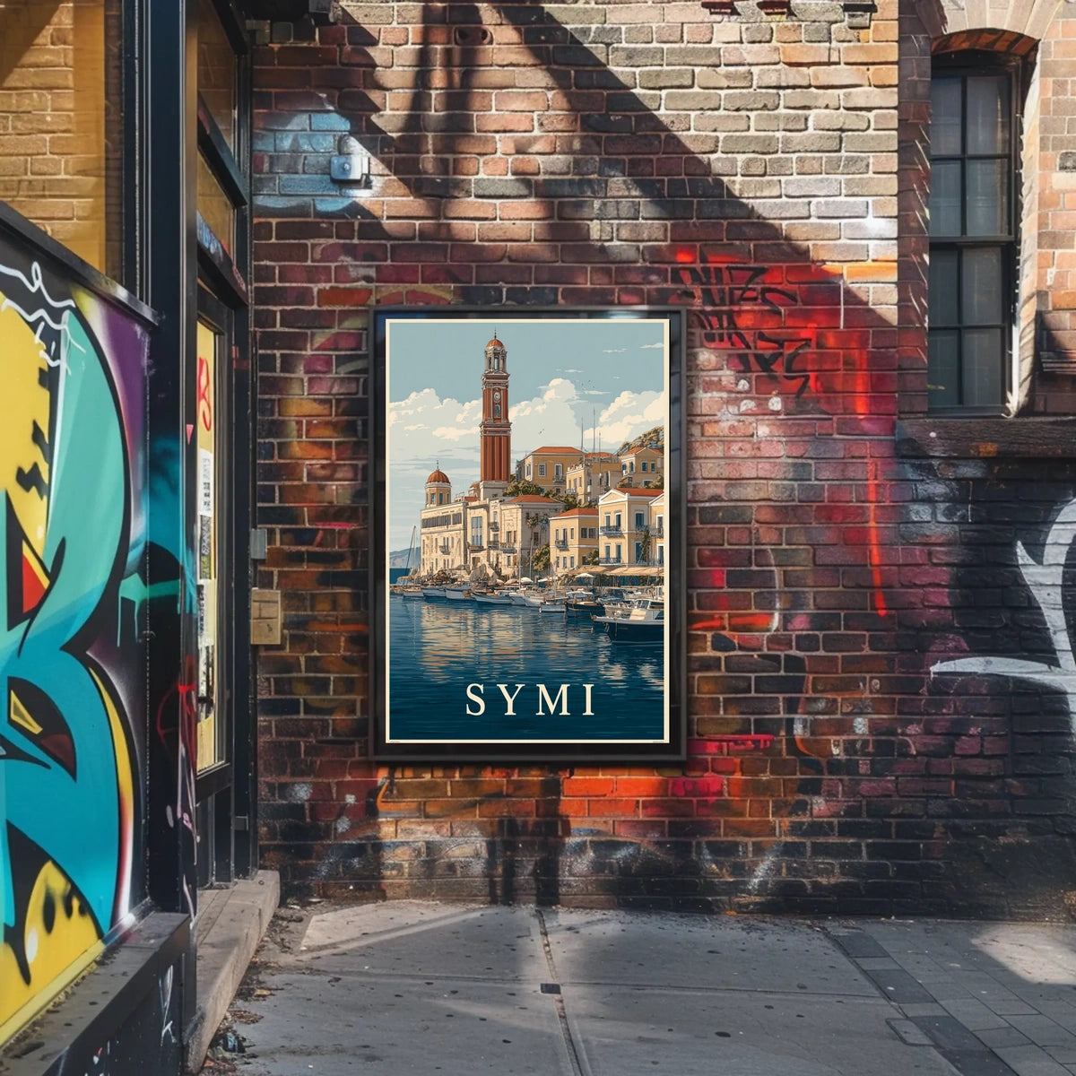 Symi Harbor Illustration Poster