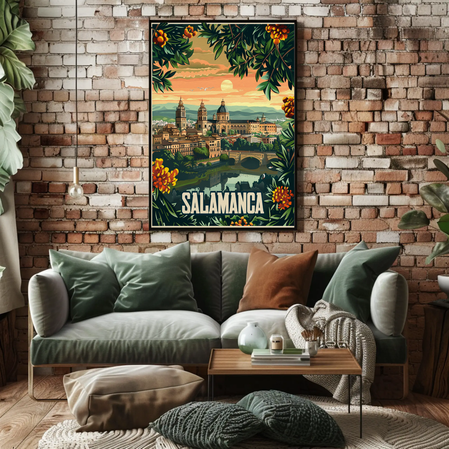 Salamanca Spain Sunset Cathedral Travel Poster