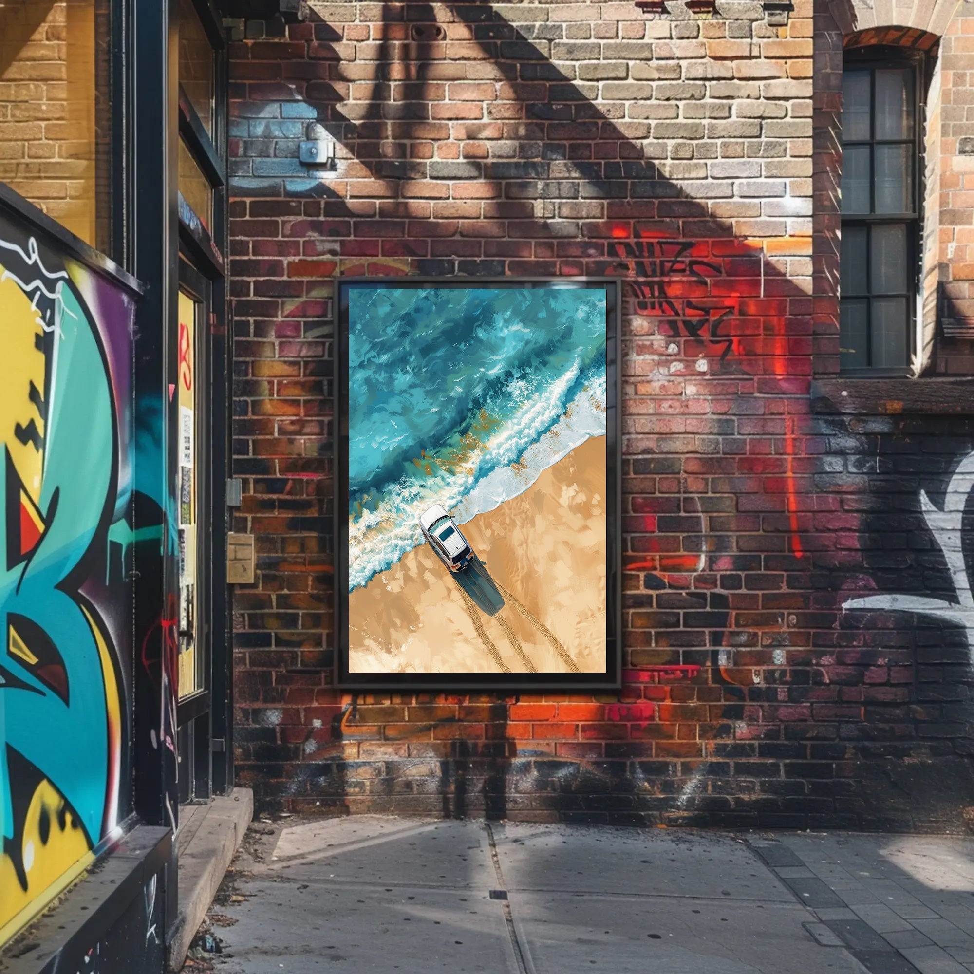 Stormy Cliffside Reflection: Photorealistic Fantasy Poster PosterGoat