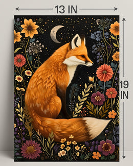 Whimsical Fox and Flora: Artistic Animal Poster