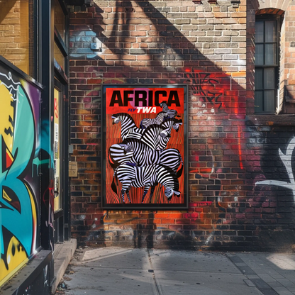 1960s AFrica - Fly TWA Vintage Style Travel Poster