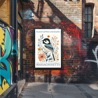 Black-Capped Chickadee Massachusetts Heritage Art Poster