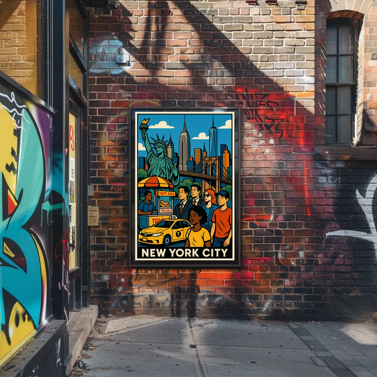New York City Skyline Panorama Poster Modern Wall Art