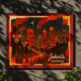 Jakarta, Indonesia Cityscape at Night Poster