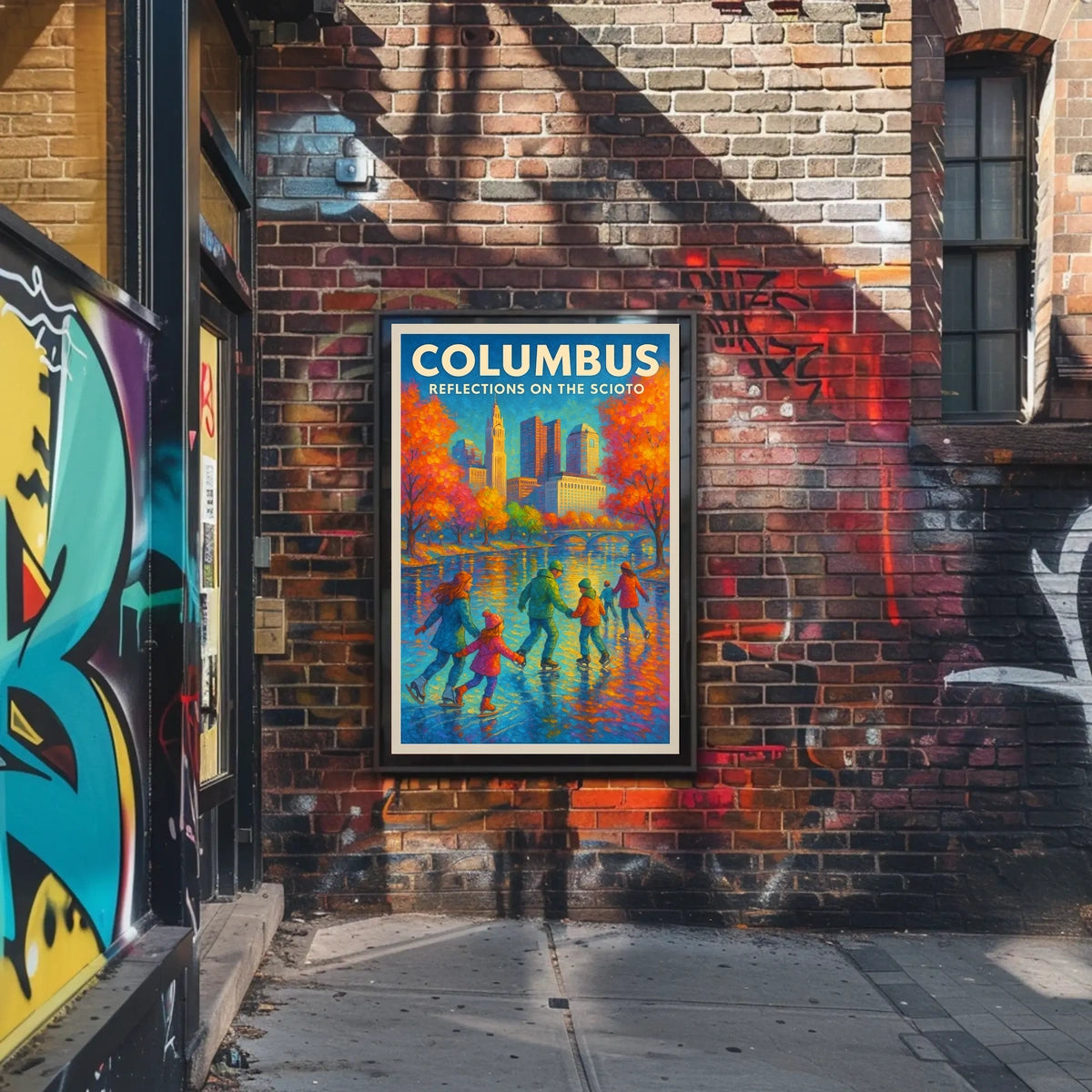 Columbus Reflections On The Scioto Poster