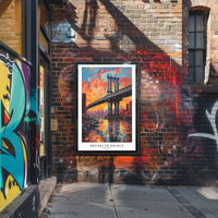 Brooklyn Bridge Sunset Urban Cityscape Painting Poster PosterGoat