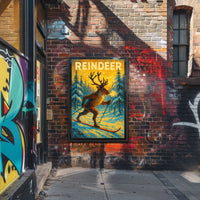 Reindeer On Skis Poster
