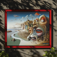 Surreal Faces Cliffside Dreamlike World Artistic Poster