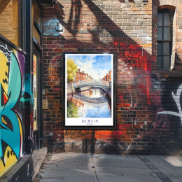 Dublin's Iconic Bridge Over River: Urban or Cityscape Poster PosterGoat
