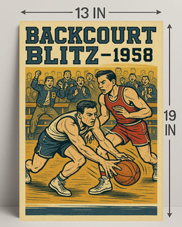 Backcourt Blitz 1958 Vintage Sports Poster