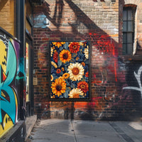 Vibrant Floral Illustration with Modern Artistic Poster