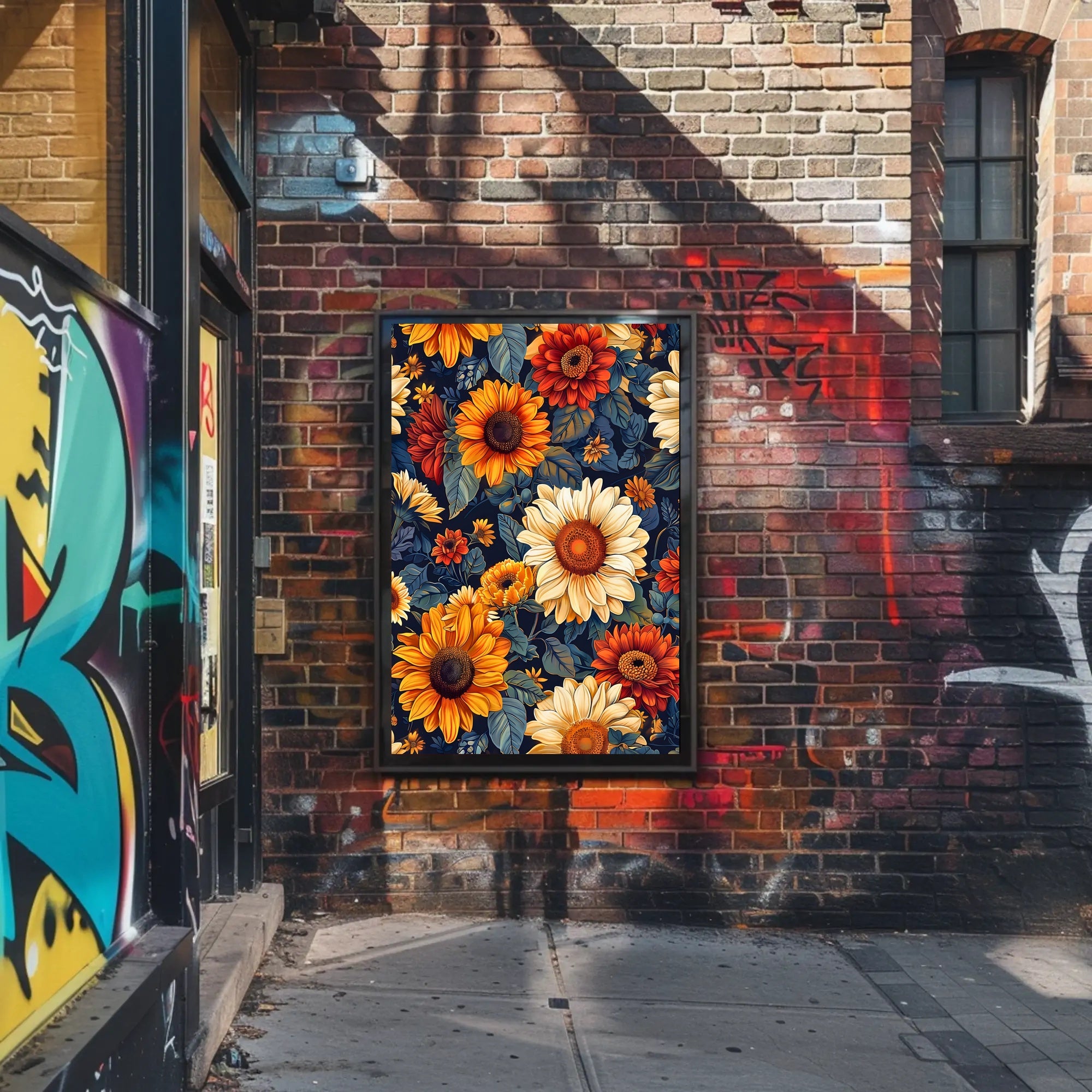 Vibrant Floral Illustration with Modern Artistic Poster