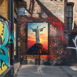 Majestic Sunset Over Christ the Redeemer Travel Poster