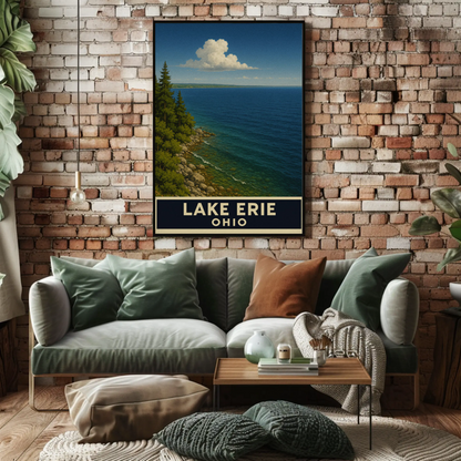 Lake Erie Ohio Rocky Shoreline Scenic Nature Poster