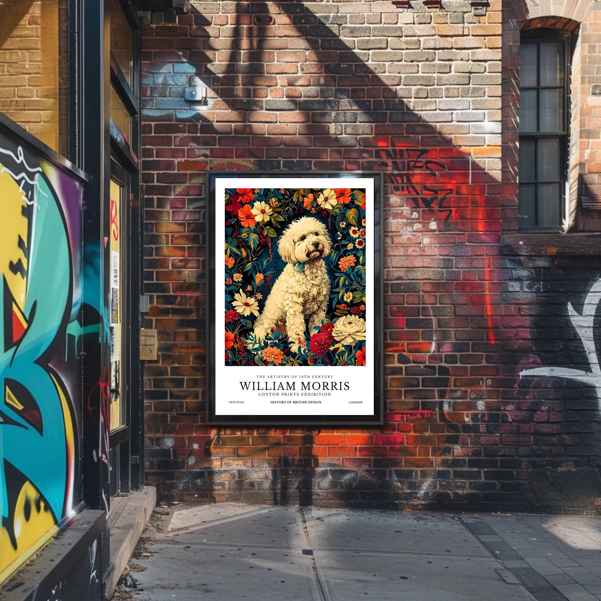 William Morris Inspired Floral Dog Artistic Poster