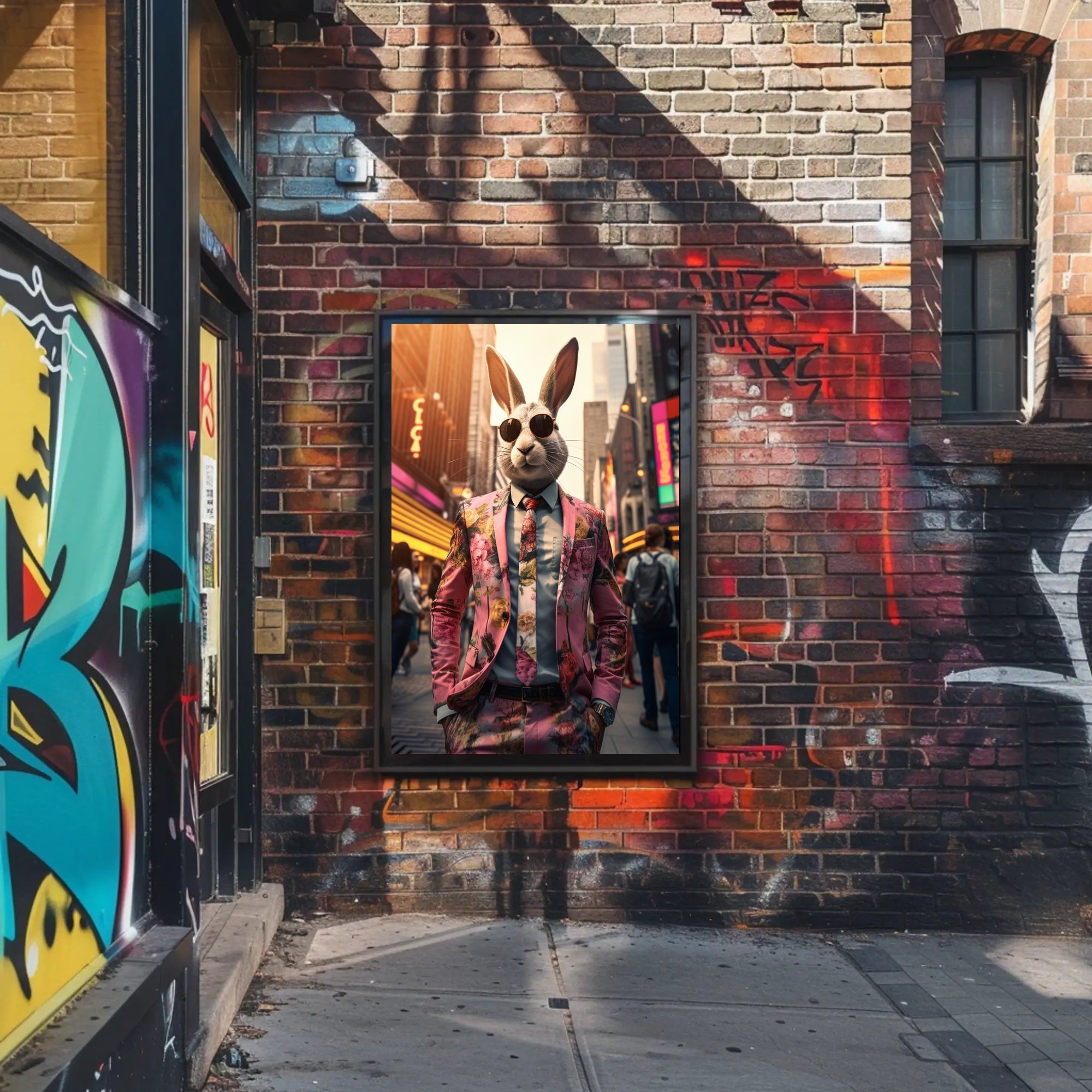 Stylish Rabbit In The City Poster