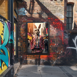 Stylish Rabbit In The City Poster