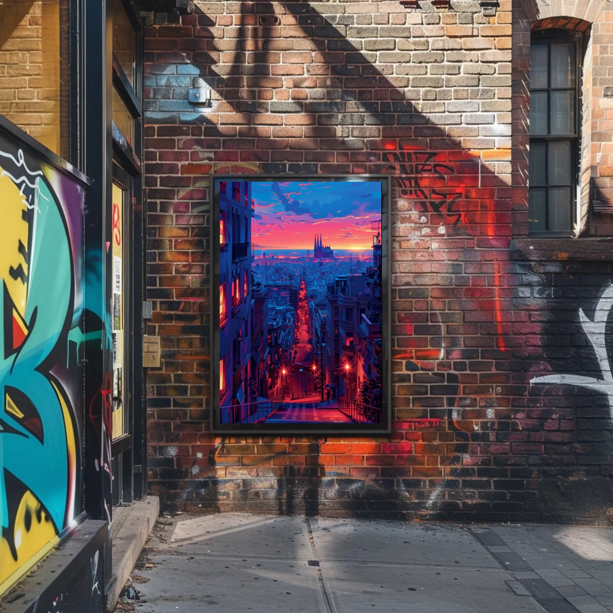 Sunset Over the Cityscape Art Print Poster Decor PosterGoat