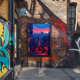 Sunset Over the Cityscape Art Print Poster Decor PosterGoat