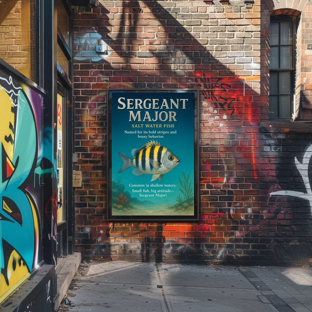 Sergeant Major Fish Bold Stripes and Big Attitude Poster