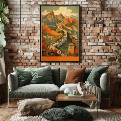 Great Wall Of China Historic Autumn Travel Poster
