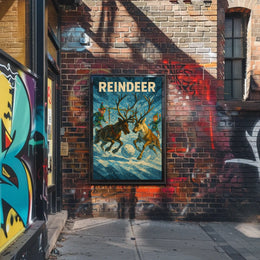 Whimsical Reindeer Winter Wonderland Holiday Poster