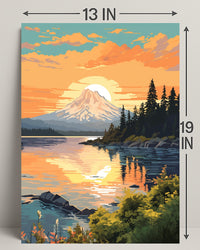 Serene Mountain Sunset Poster PosterGoat