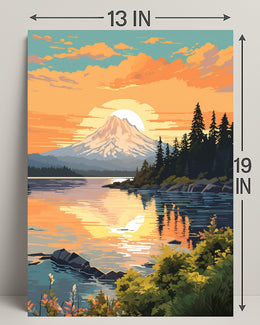 Serene Mountain Sunset Poster PosterGoat