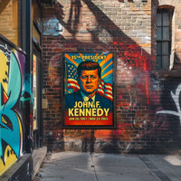 John F. Kennedy 35th President of the United States Colorful Comic Book Style Poster