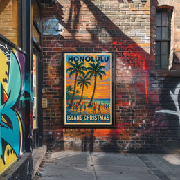 Honolulu Island Christmas Poster