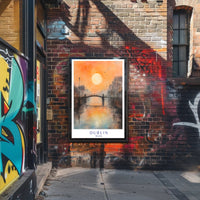 Sunset Over Dublin Bridge Poster PosterGoat
