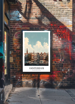 Amsterdam's Iconic Canal View Urban or Cityscape Poster