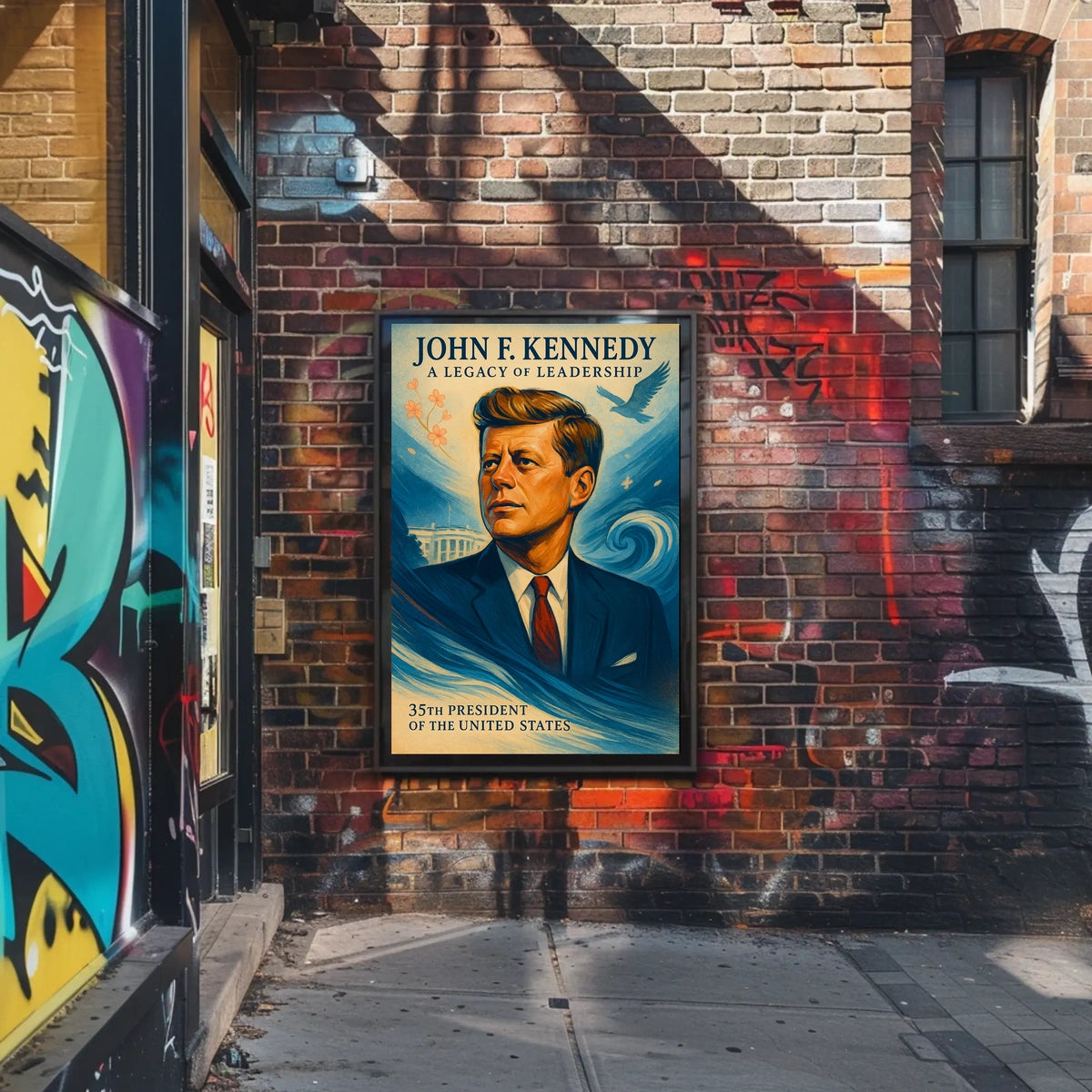 John F. Kennedy Inspirational Vintage Art Poster