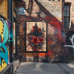 Gothic Roses and Cross Artistic Pop Culture Poster