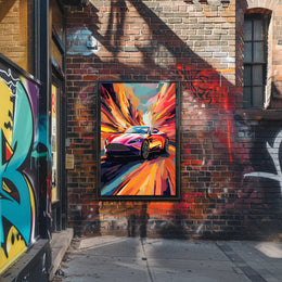 Luxury Speed: Vibrant Pop Art Sports Car Poster