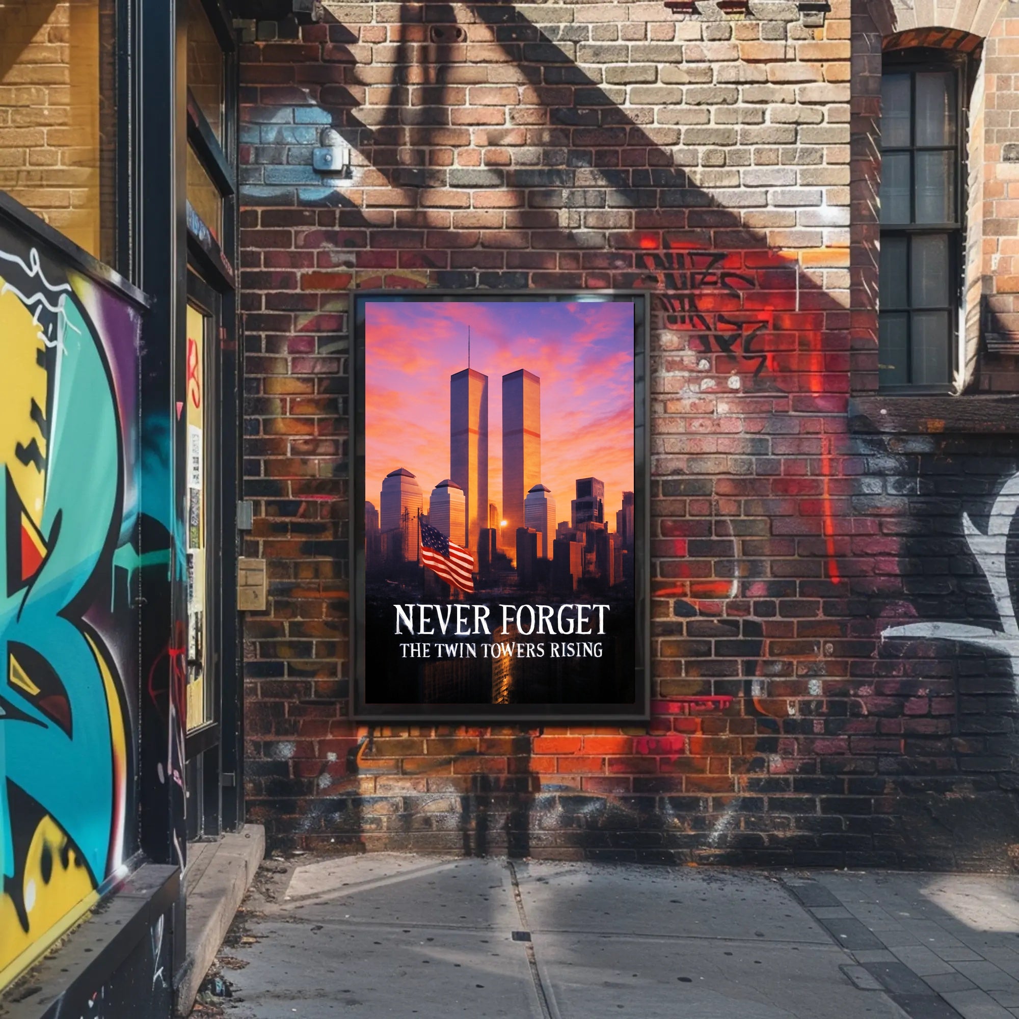Never Forget The Twin Towers Rising Poster PosterGoat
