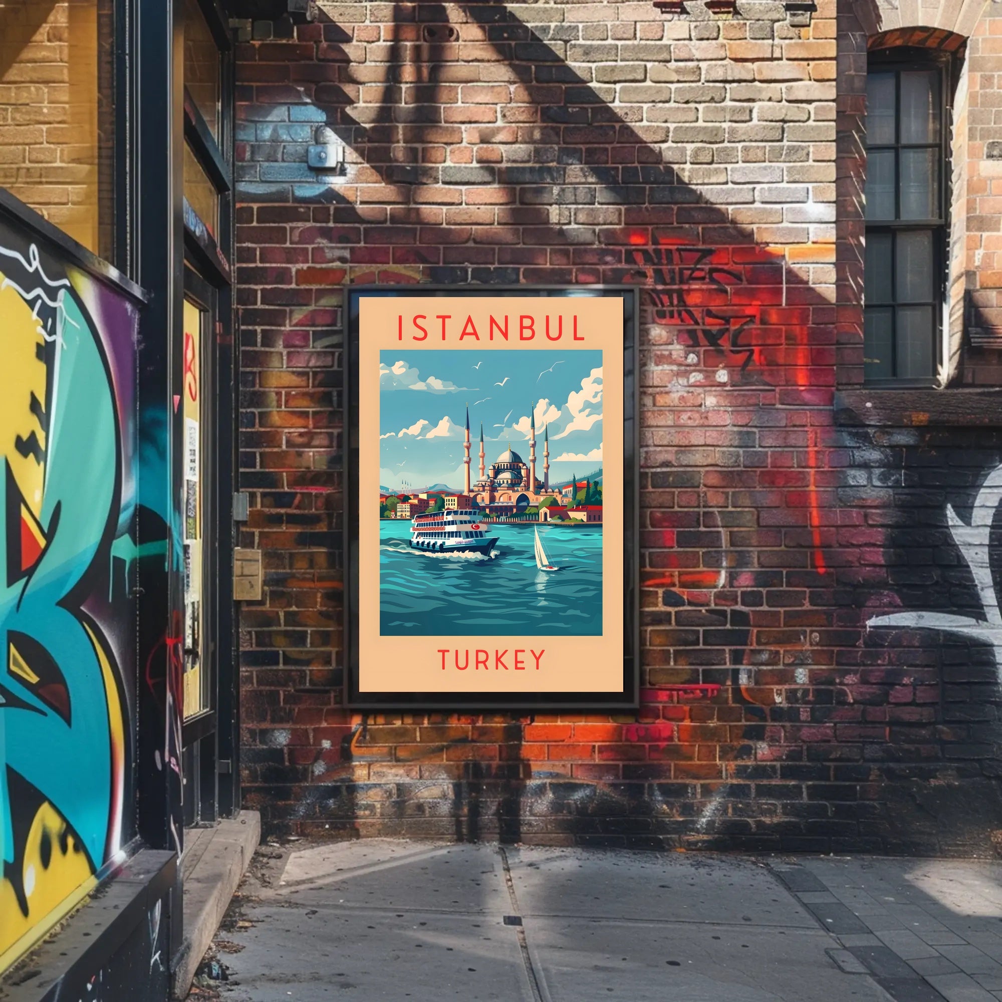 Istanbul Cityscape with Iconic Mosque Travel Poster