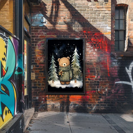 Winter Wonderland Teddy Bear Watercolor Art Poster