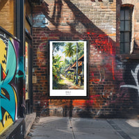 Balinese Tranquility: Traditional Street Scene Cultural Poster PosterGoat