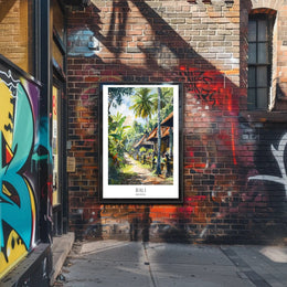 Balinese Tranquility: Traditional Street Scene Cultural Poster PosterGoat