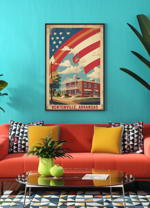Bentonville Arkansas Town Center Vintage Travel Poster
