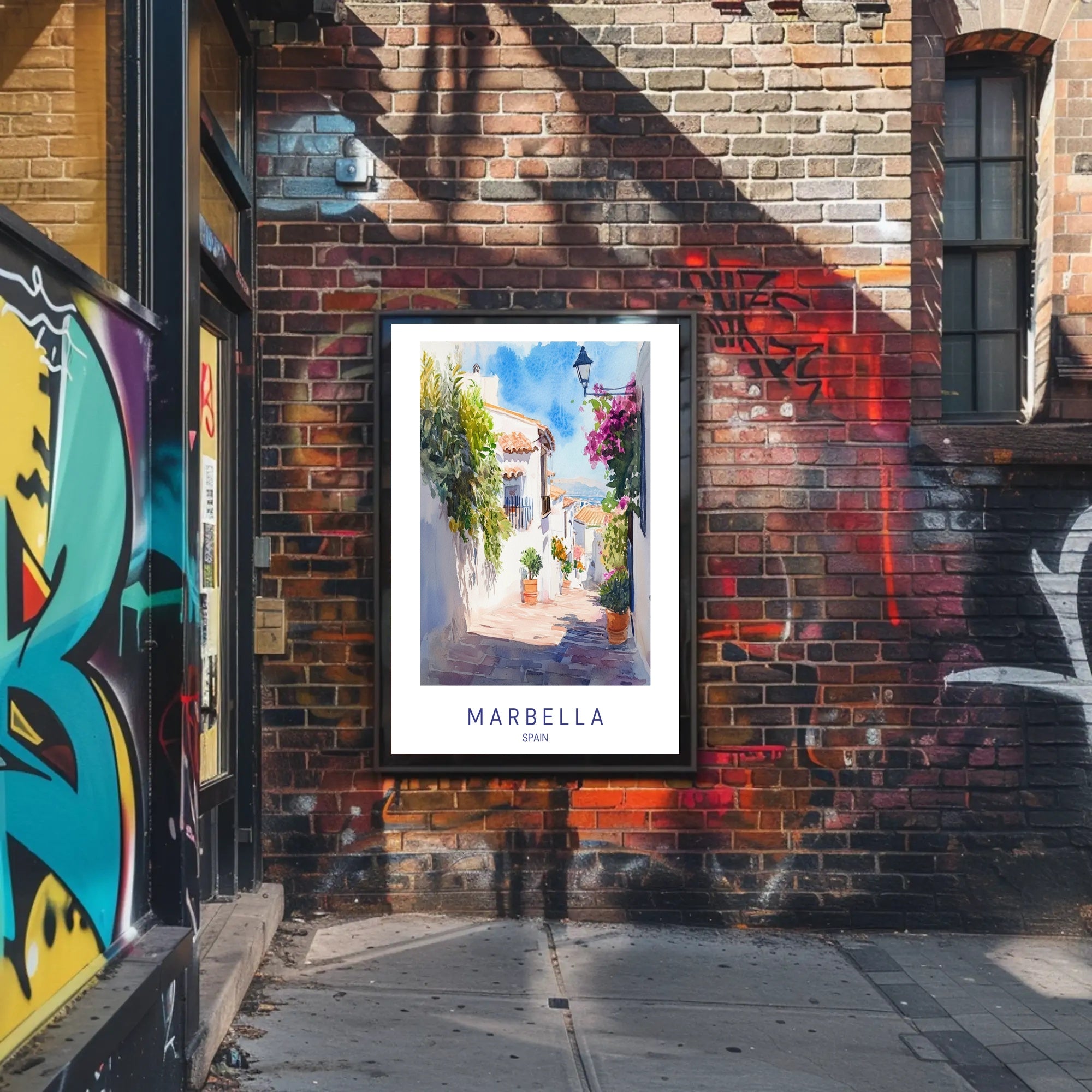 Marbella: A Picturesque Spanish Street Poster PosterGoat