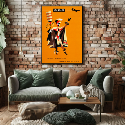 Hawaii Abstract Warrior Airline Promo Art Travel Poster