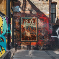 Provo Cityscape Retro Lithograph Collectors Poster