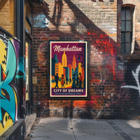 Manhattan City of Dreams Vintage Travel Poster
